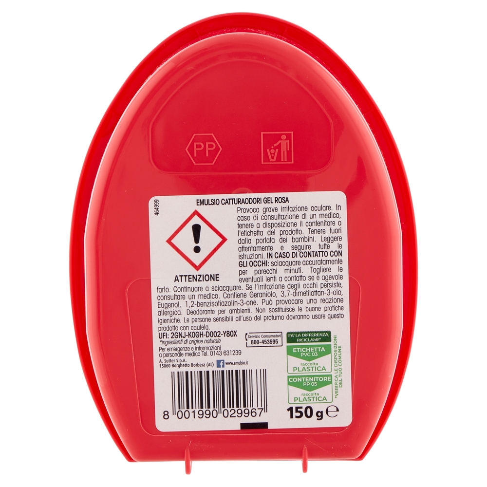 Emulsio Cattura Odori Gel per ambienti Rosa 150 g